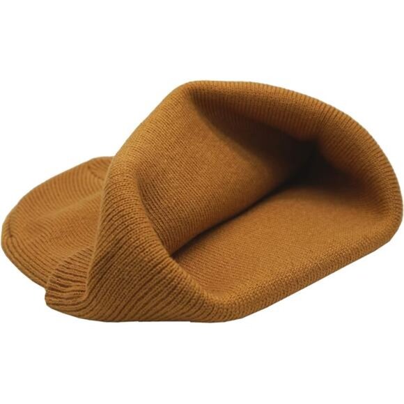 Unisex Brown Knit Beanie Warm and Fashionable Headwear Hat Cap for Men and Women - Picture 4 of 4